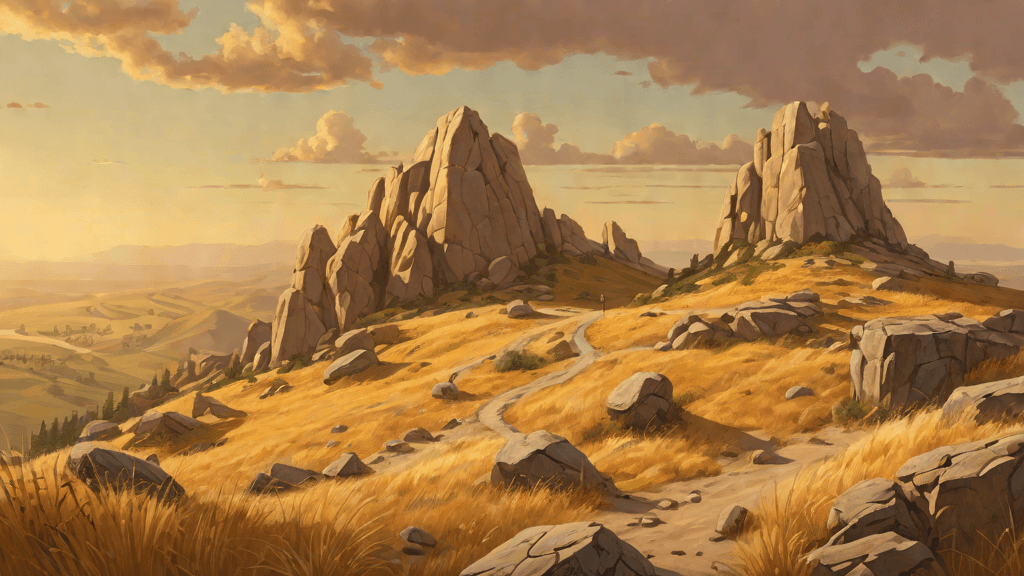 Week 11 of the pregnancy journey — Tomas Returns, A sandstone ridge of weathered rock outcrops