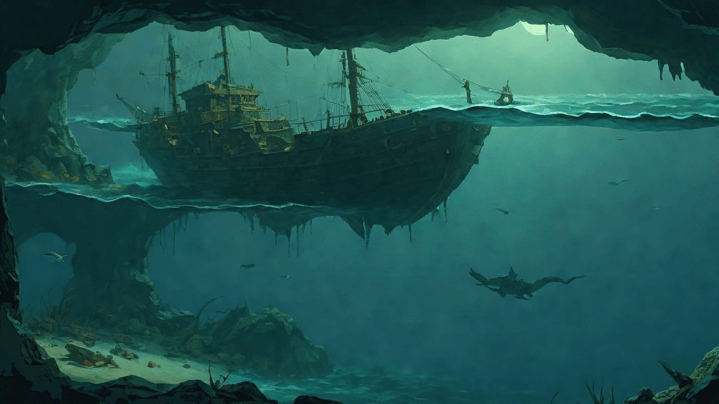 Week 36 of the pregnancy journey — The Wreck Beneath, A submerged shipwreck inside a sea cave