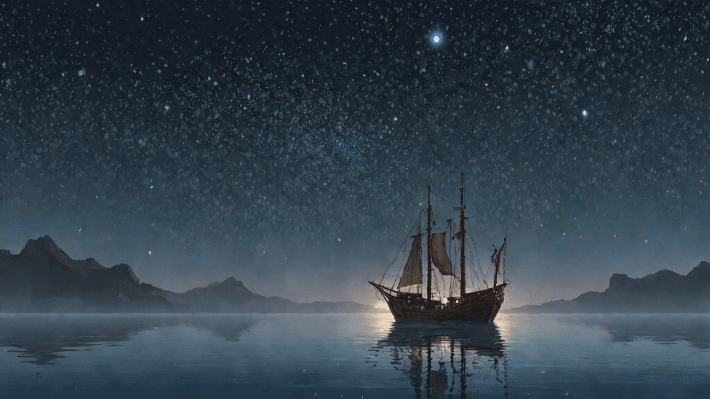 Week 37 of the pregnancy journey — The Star You Sail By, Calm open sea under a starry sky